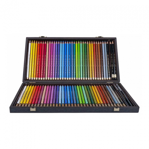Koh-i-noor polycolor + mondeluz set in a wooden case with 72 elements