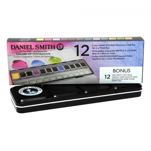 Daniel Smith extra fine inspiration set of 12 watercolors, half cubes, metal pack
