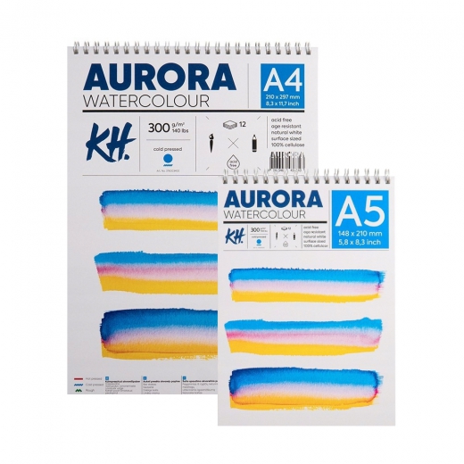 AURORA watercolor cold pressed small-grained block on spirali 300g 12 sheets