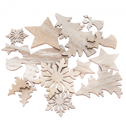DpCraft Christmas wooden motifs bleached 12 pcs