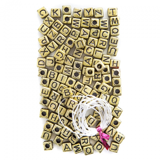 Black letter beads on a gold base 124 pcs