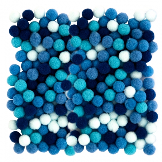 DpCraft pompony poliestrowe 1cm mix niebieski 120szt