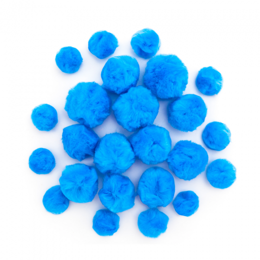 Blue acrylic pompoms mix sizes 24 pcs