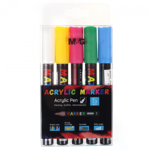 M&G set of acrylic markers 2 mm 5 pcs
