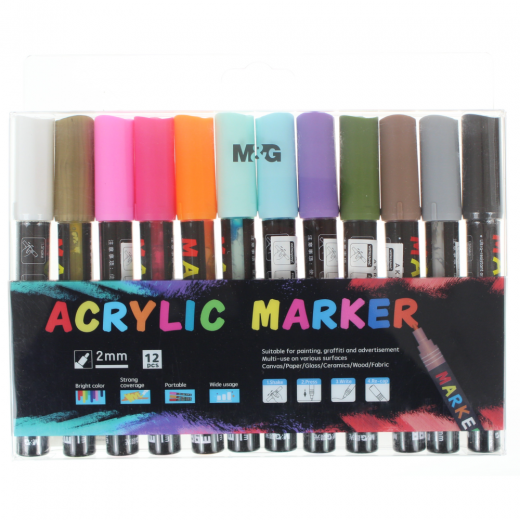 M&G set of acrylic markers 2 mm 12 pcs
