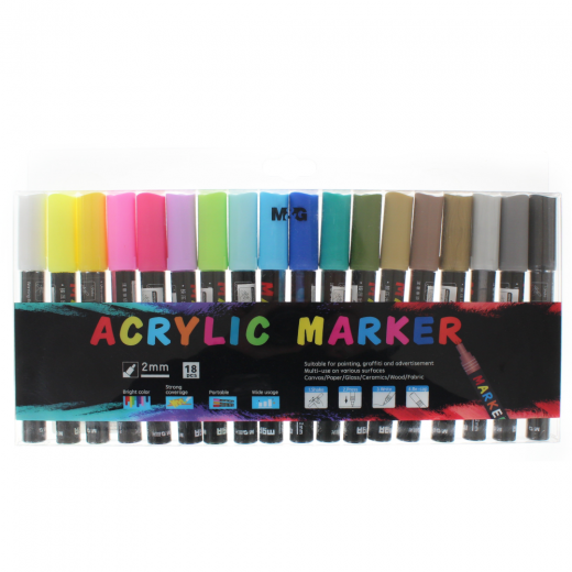 M&G set of acrylic markers 2 mm 18 pcs