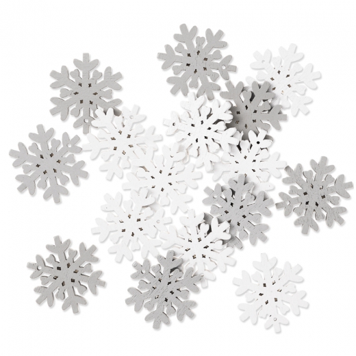 DP Craft self-adhesive wood snowflakes white&gray 16pcs