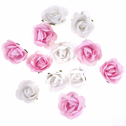 Dp craft róże papierowe 12 szt białe i różowe
