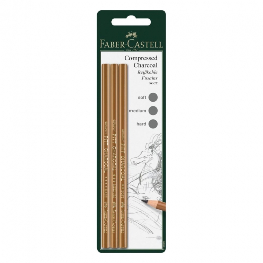 Faber-Castell compressed charcoal zestaw ołówków z węgla drzewnego 3szt
