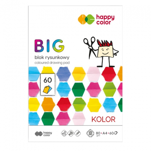 Happy Color big blok rysunkowy kolorowy A4 80g 60ark