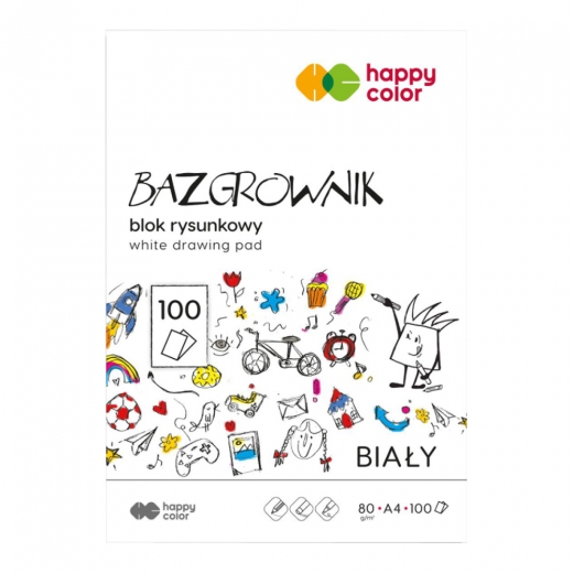 Happy Color bazgrownik blok rysunkowy biały A4 80g 100ark