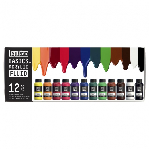 Liquitex basics fluid set of 12 acrylic paints 118 ml