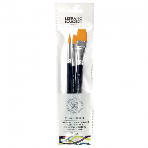 Lefranc & bourgeois multi-usage set of 3 synthetic brushes