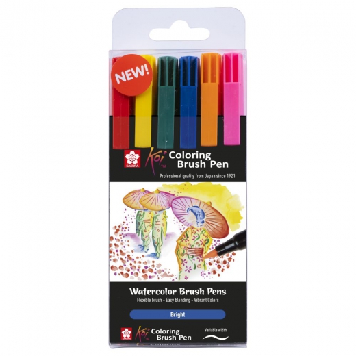 Sakura koi coloring brush pen bright zestaw 6 pisaków