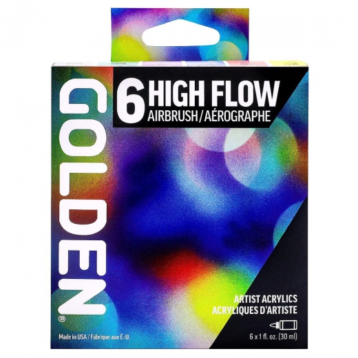 Golden high flow airbrush zestaw 6 farb akrylowych 30 ml