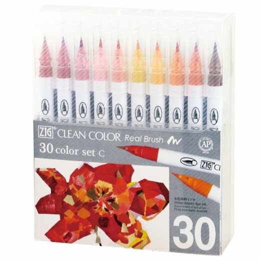 Kuretake Zig clean colour c 30 set of 30 pens in warm colours