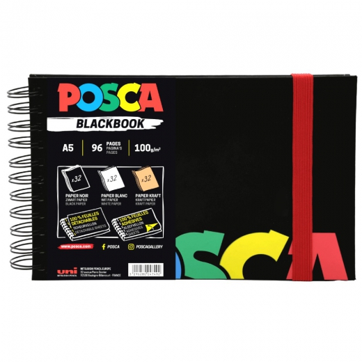 Posca blackbook sketchbook A5 for markers on spiral with self-adhesive sheets