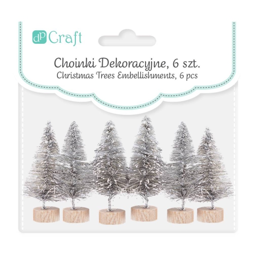 Dp craft 6 silver decorative Christmas trees 5 cm