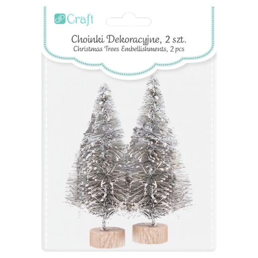 Dp craft 2 silver decorative Christmas trees 8 cm