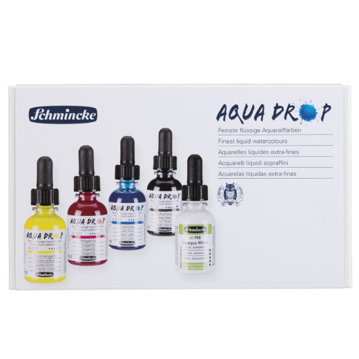 Schmincke aqua drop Grundfarben 5er Set flüssige Aquarellfarben 30 ml