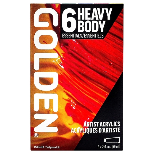 Golden Heavy Body Essentials zestaw 6 farb akrylowych 59 ml