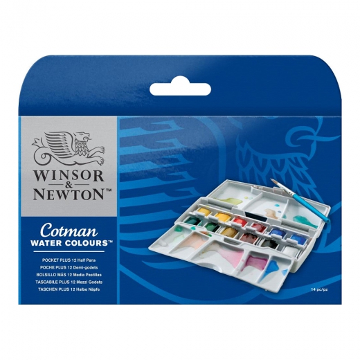 Winsor&Newton cotman watercolor paints pocket plus 12 semi-cubes