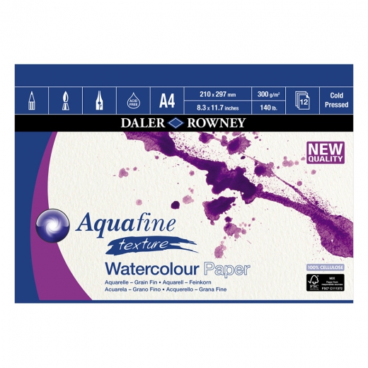 Block of Daler Rowney aquaphine texture watercolor 300g 12ark