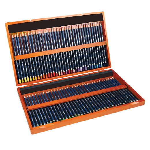 Derwent watercolour set of crayons 72 colours wooden case