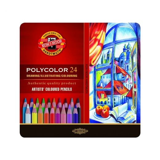Koh-i-noor polycolor zestaw 24 artystycznych kredek metal opak