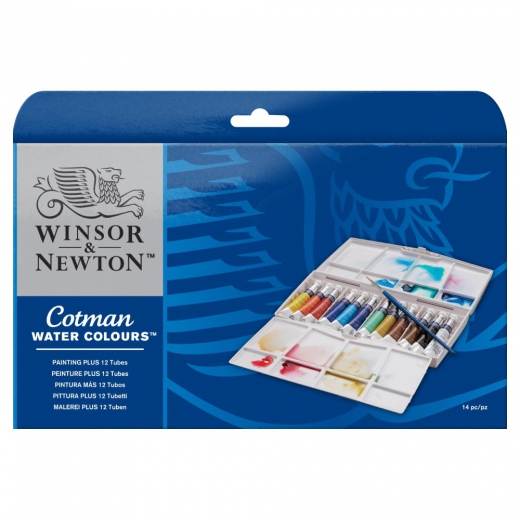 Winsor & Newton cotman painting plus a set of 12x8ml watercolors