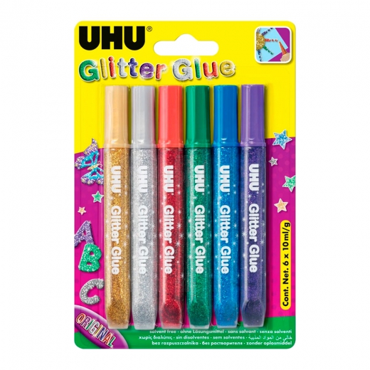 UHU glitter glue orginal 6x10ml - klej brokatowy