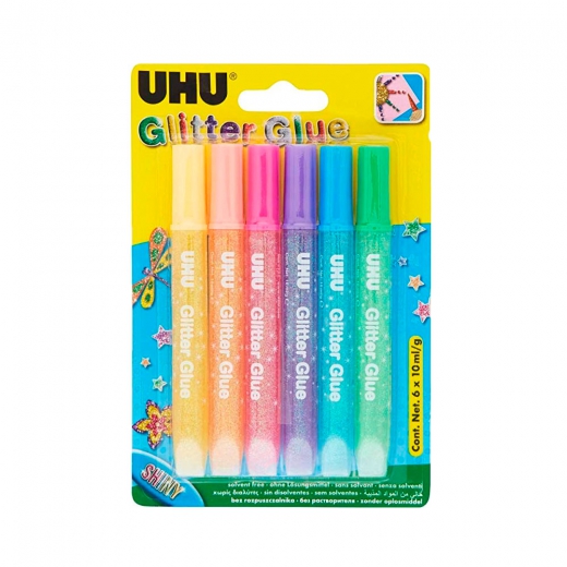 UHU Glitter Glue Shiny 6x10ml - glitter with glitter effect