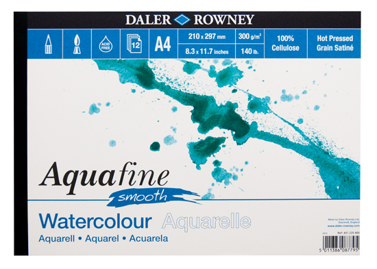 Block Daler Rowney aquafine smooth for watercolors 300g 12 sheet