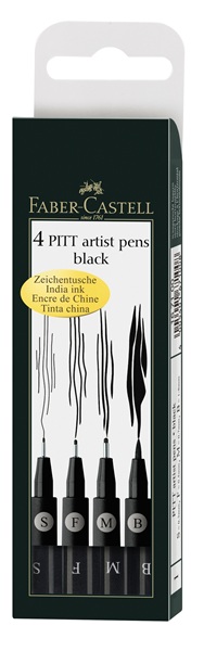 Faber-Castell pitt black zestaw 4 pisaków