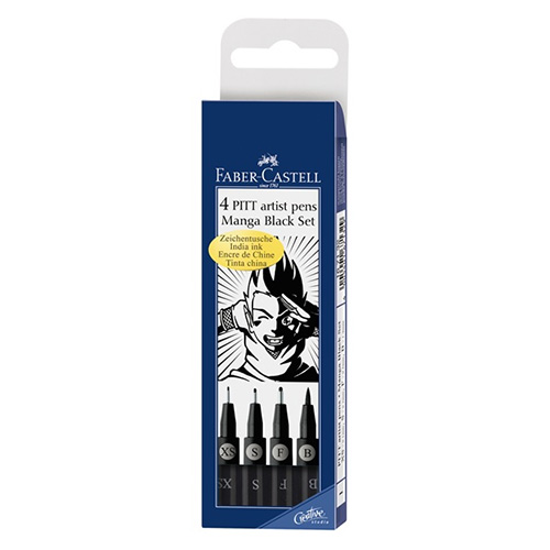 Set of 4 PITT Manga Black Set artistic pens