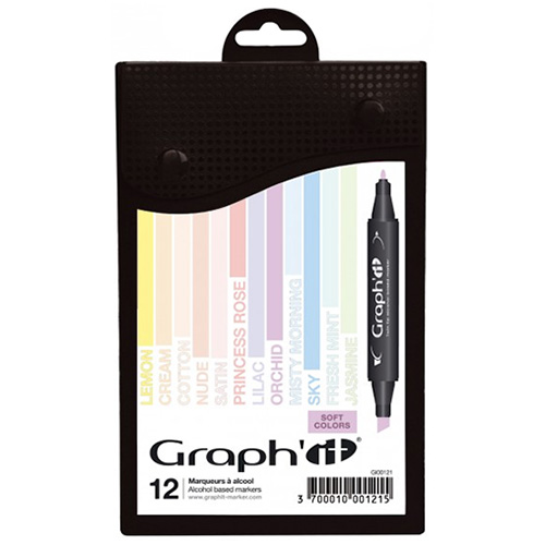 Set of 12 markers Graphit Soft colors