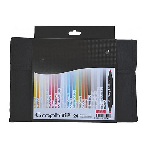 Set of 24 graphit markers for basic colours