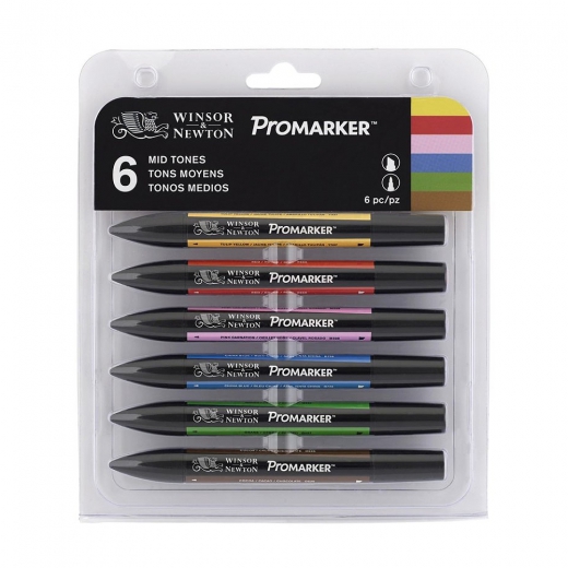 Winsor&Newton promarker mid tones set 6 colours