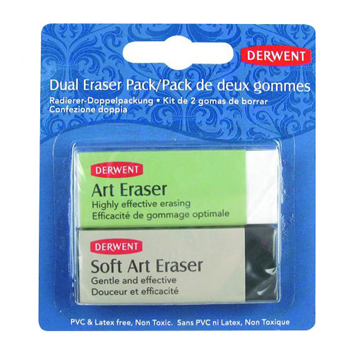 Derwent Dual Eraser Pack Soft Art Eraser & Art Eraser