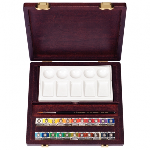 Rembrandt set of watercolors in a wooden case 22 colors