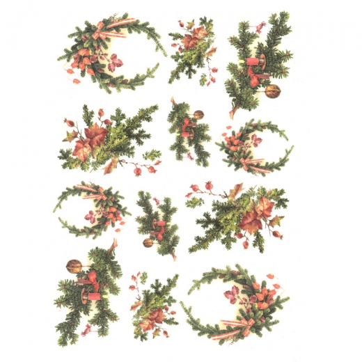 Rice decoupage paper christmas wreaths A4 ITD R202