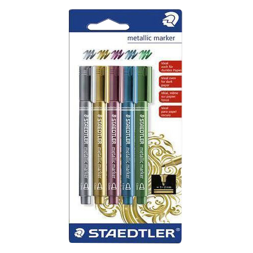 Set of 5 metallic Staedtler 1-2mm markers