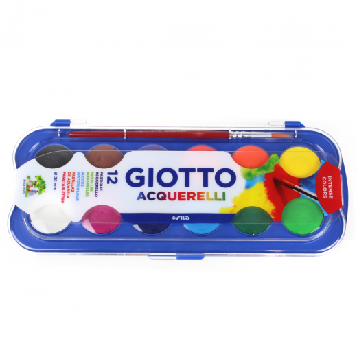 Giotto aquarelli watercolors in a plastic pack of 12 colors