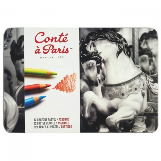 Conte a Paris a set of 12 pastels in a metal crayon pack