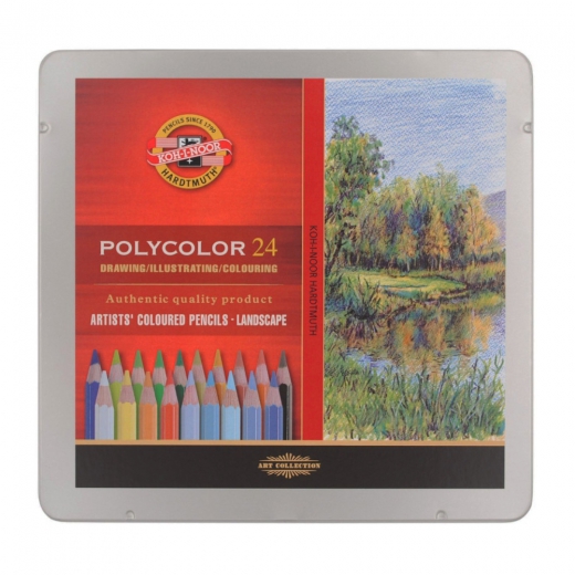 Koh-i-noor polycolor landscape artistic pencils 24 color metal pack