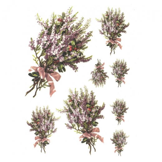 Rice decoupage paper heather flowers A4 ITD