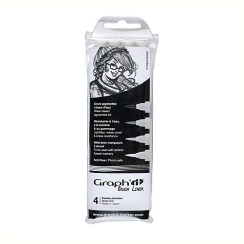 Graphit brush liner grey zestaw 4 pisaków pędzelkowych