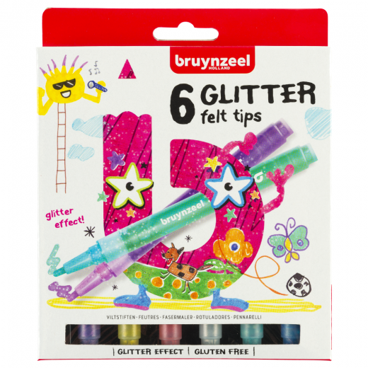 Bruynzeel glitter set of 6 felt-tip pens