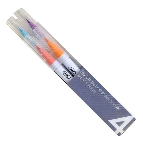 Kuretake clean color real brush pale colors set of 4 markers