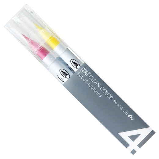 Kuretake clean color real brush pop colors set of 4 markers